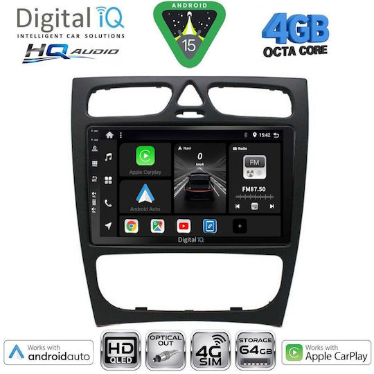 Digital IQ Ηχοσύστημα Αυτοκινήτου για Mercedes-Benz C Class 1999-2004 (Bluetooth/USB/WiFi/GPS/Apple-Carplay/Android-Auto) με Οθόνη Αφής 9"