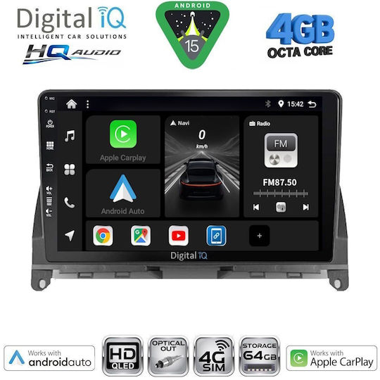 Digital IQ Ηχοσύστημα Αυτοκινήτου για Mercedes-Benz C Class 2007-2011 (Bluetooth/USB/WiFi/GPS/Apple-Carplay/Android-Auto) με Οθόνη Αφής 9"