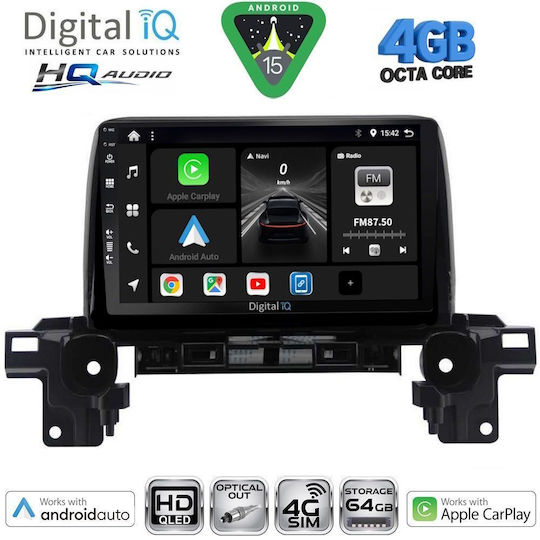 Digital IQ Car Audio System for Mazda CX-5 2017 with Touch Screen 9" Digital IQ BXK 19381 CPAA Bluetooth USB Wi-Fi GPS Apple CarPlay Android Auto