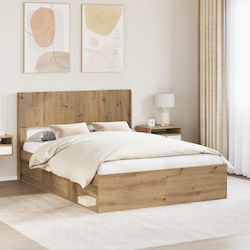 vidaXL Wooden Bed Headboard Brown 126.5x100cm