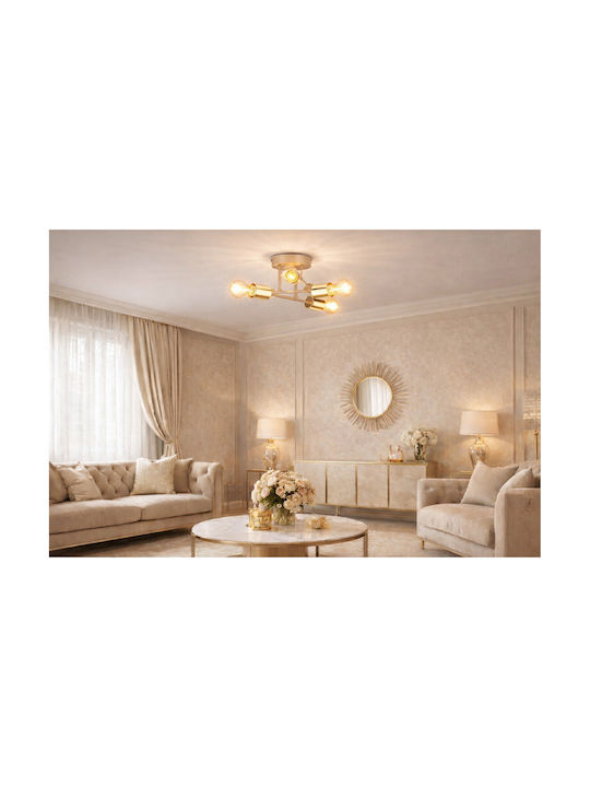HowHomely Deckenleuchte Beige für 6 E27 Lampenbirnensockel