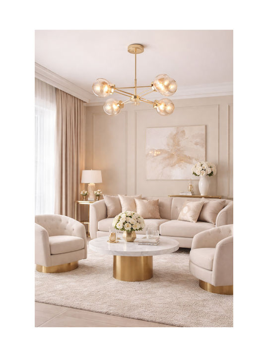 HowHomely Beige Pendant Ceiling Light For 6 E27 Bulbs