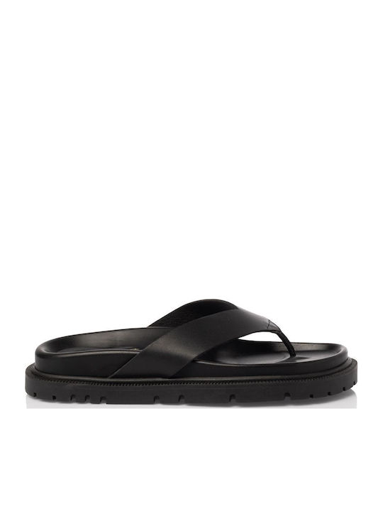 Day2day Leder Flache Damen Sandalen Schwarz