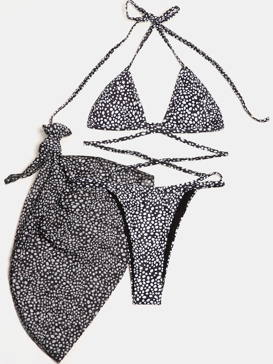 Set Bikini Triunghi Pareo Mărimea S Negru