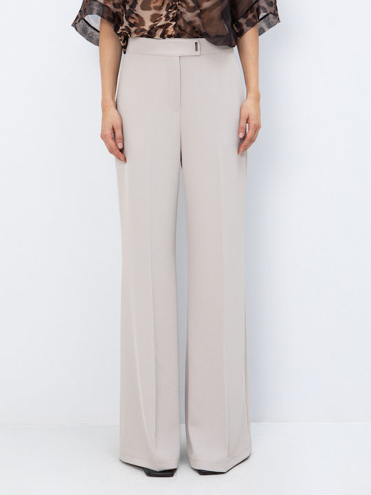 Toi&Moi Pantalon Dama Din Țesătură Evazat Bej