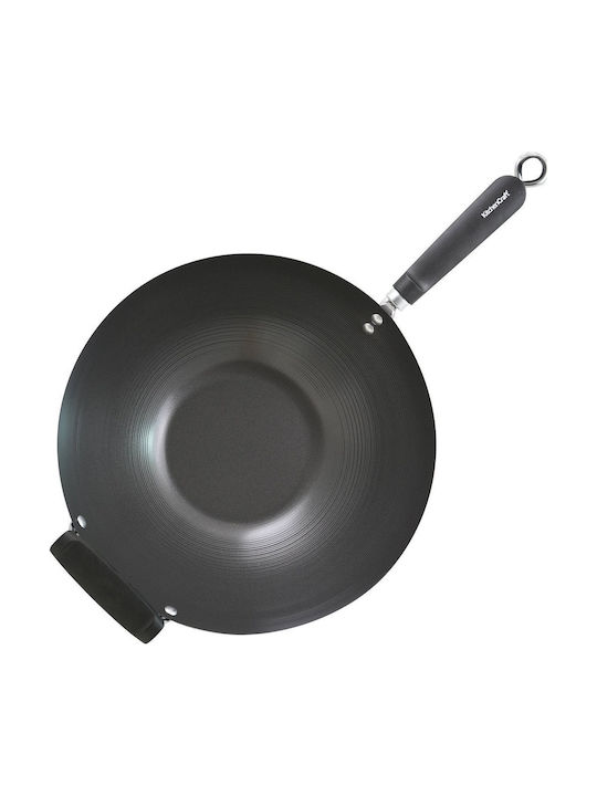 Kitchen Craft Wok από Ανθρακούχο Χάλυβα με Αντικολλητική Επίστρωση 35.5cm