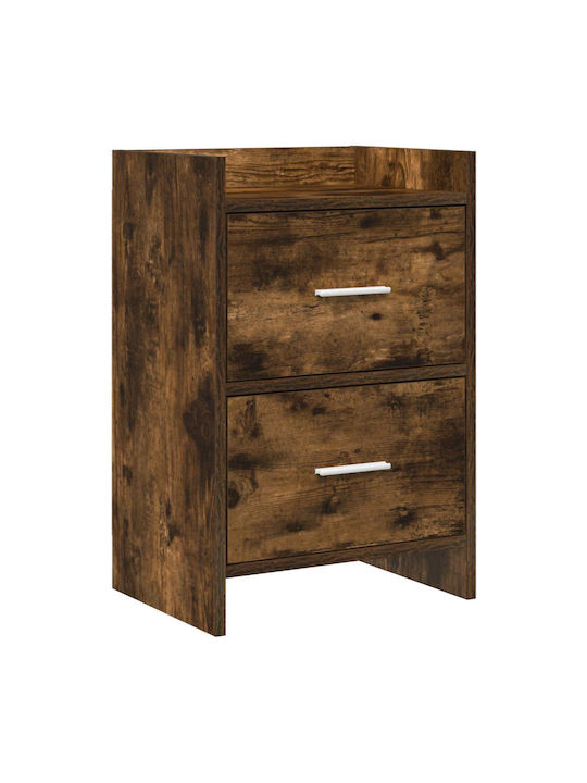 Wooden Bedside Table With Metal Legs Brown 40x3...