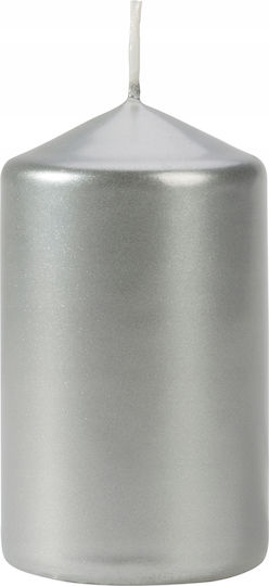 Aura Glass Διακοσμητικό Κερί Ασημί 6x10εκ.
