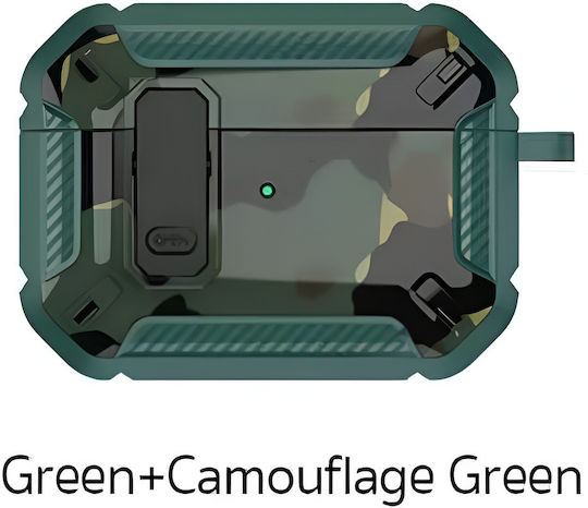 Coteci AP-63 Mecha2 Husă Plastic Neagră - Camuflaj Verde pentru Apple AirPods 3