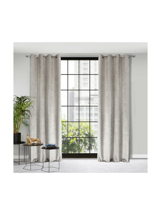 Eurofirany Set Blackout Curtains with Grommets Lussi Light Beige 140x250cm