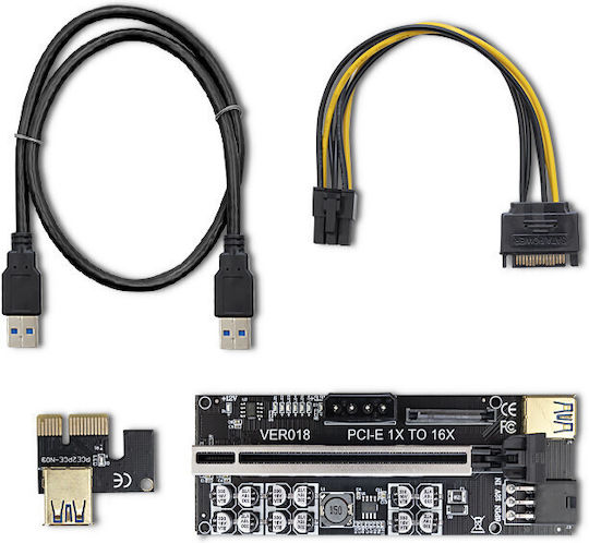 Qoltec Pci-e 1x To 16x Riser Usb 3.0 Ver 018 Sata Pci-e 6 Pin
