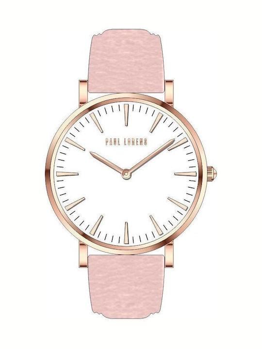 Paul Lorens Damenuhr 38mm Batterie mit Rosa Lederarmband