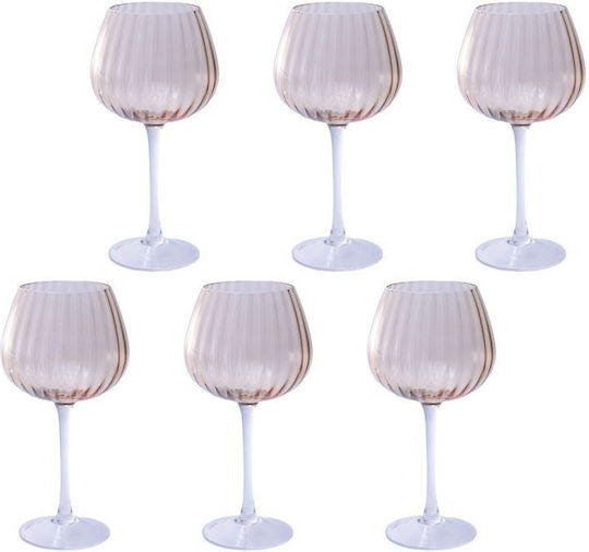 Rose&Tulipani Комплект Стъклени Чаши На Столчета Кехлибарен 460ml U20177611N24-Z 6 Брой