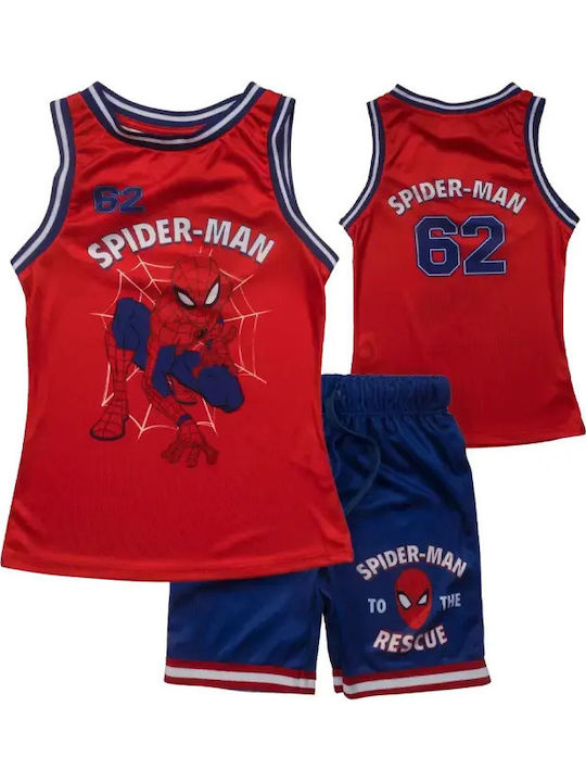 Kids Set with Shorts Summer 2 Pieces Red Spiderman Rescue