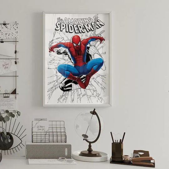 Comic Poster Spiderman Cm017 40cm X 50cm Κορνίζα Καφέ Ξύλου