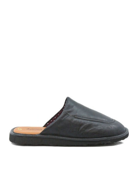 Leder Herren Hausschuhe Schwarz