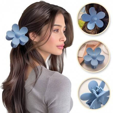 Ecarla Clamă De Păr Cu Floare Pastel Albastră Închisă Sp152cn