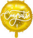 PartyDeco Rundballon Geburtstags Blumen Folie Gold 45cm