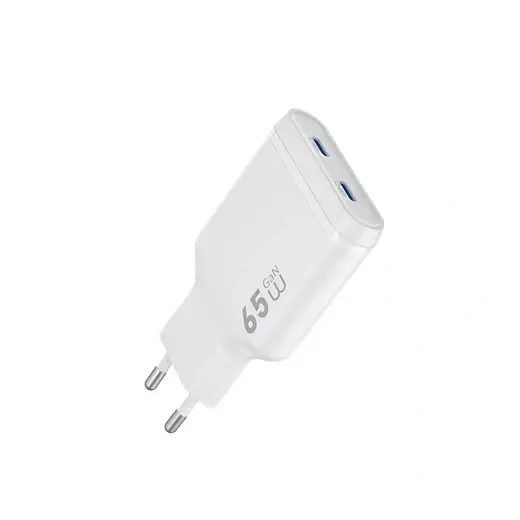 Wiwu GaN Mobile Charger Without Cable with 2 USB-C Ports 65W Power Delivery White (G035)