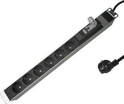 Edision Power Strip 6 Sockets with 1.3m Cable 4 Pieces Silver