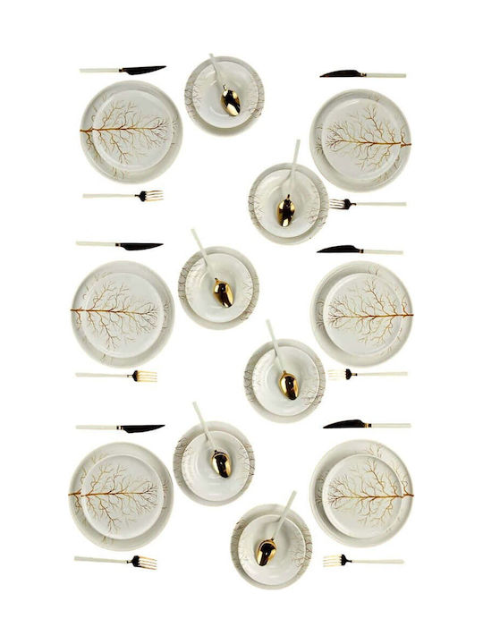 Hermia Alb Ceramică Set de Vase 24buc
