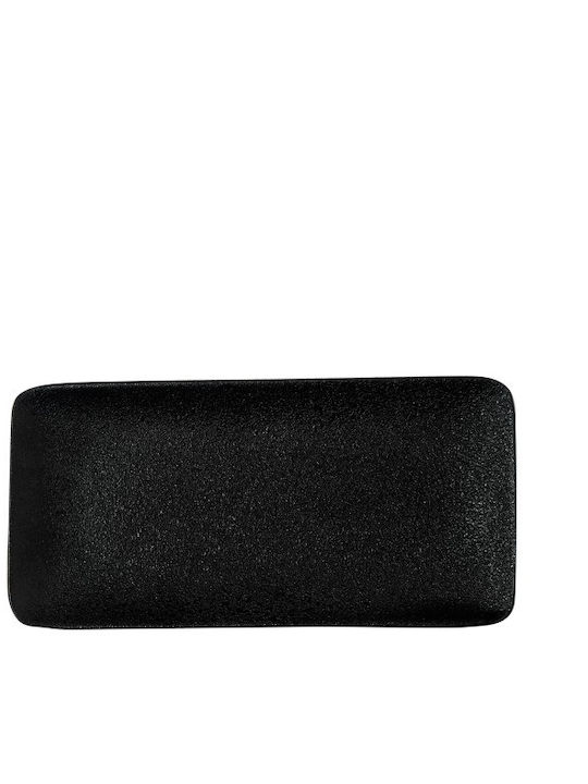 GTSA Volcanic Rectangular Serving Platter Made of Black Porcelain 21x10.5cm