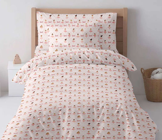 Astron Italy Single Cotton Sheets Set with Elastic Band Ballet Girl Ballet Girl 100x200cm 2 Pieces
