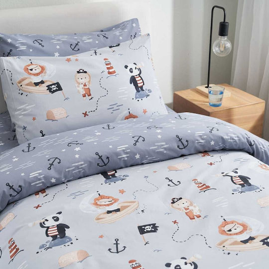 Vesta Home Σετ Σεντόνια Μονά Βαμβακερά Pirate Μπλε 175x255cm 3τμχ