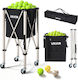 Vevor Tennis Pickleball Ball Collection Cart Foldable Wheels Stainless Steel Storage Bag Capacity 200 Balls Kzdwqsntc200be5dr001v0