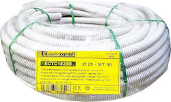 Italine Гофрирана Тръба Бяла 750n Fi25 PVC 50м