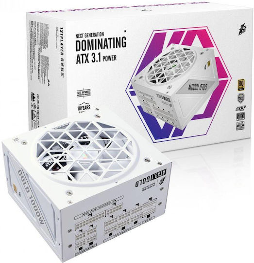 1STPLAYER NGDP 1000W Λευκό Τροφοδοτικό Υπολογιστή Full Modular 80 Plus Gold