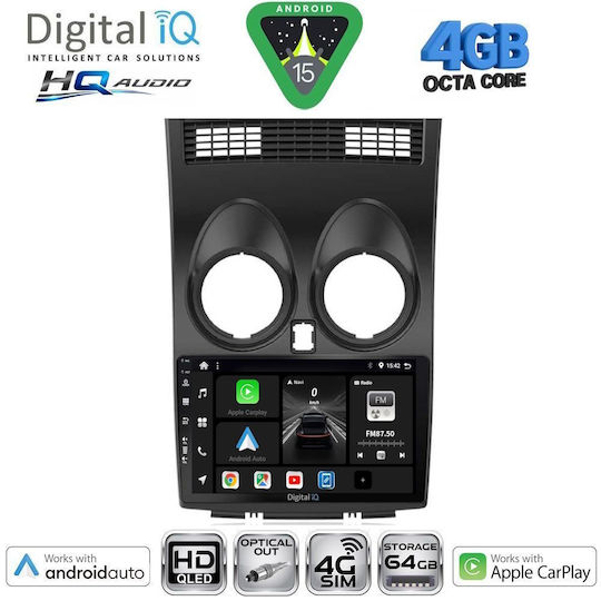 Digital IQ Ηχοσύστημα Αυτοκινήτου για Nissan Qashqai 2007-2014 (Bluetooth/USB/WiFi/GPS/Apple-Carplay/Android-Auto) με Οθόνη Αφής 9"