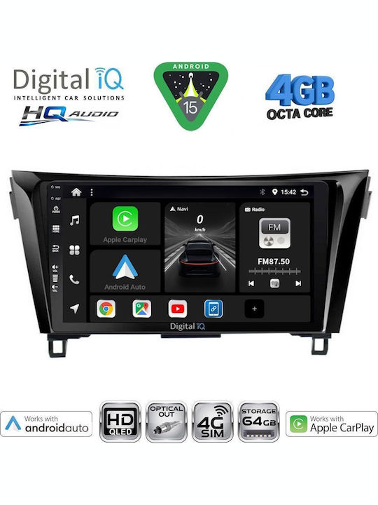 Digital IQ Car Audio System for Nissan Qashqai / X-Trail 2014-2021 Bluetooth USB WiFi GPS Apple CarPlay Android Auto with 10" Touch Screen