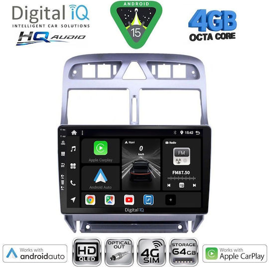 Digital IQ Car Audio System for Peugeot 307 2001-2008 (Bluetooth/USB/WiFi/GPS/Apple CarPlay/Android Auto) with 9" Touch Screen