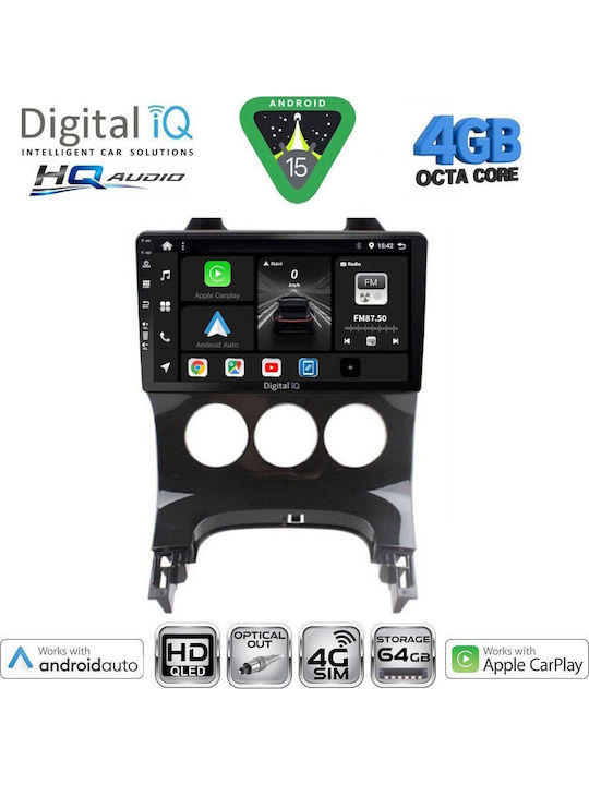 Digital IQ Car Audio System for Peugeot 3008 2008-2016 with A/C Bluetooth USB WiFi GPS Apple CarPlay Android Auto with 9" Touch Screen
