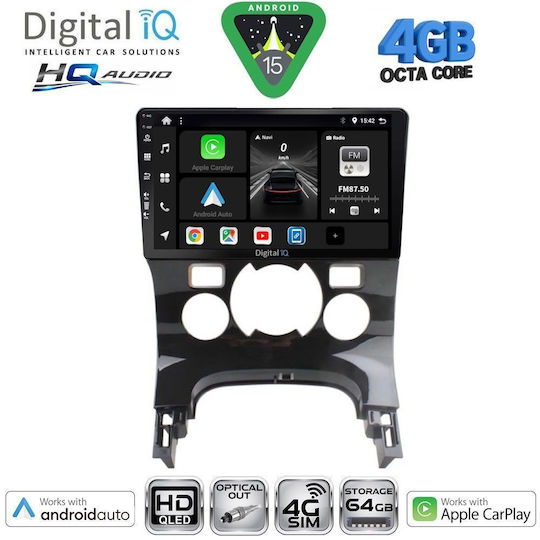Digital IQ Ηχοσύστημα Αυτοκινήτου για Peugeot 3008 2008-2016 με Clima (Bluetooth/USB/WiFi/GPS/Apple-Carplay/Android-Auto) με Οθόνη Αφής 9"