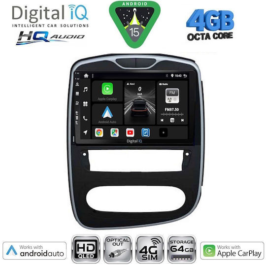 Digital IQ Car Audio System for Renault Clio 2016-2019 Bluetooth USB WiFi GPS Apple CarPlay Android Auto with 10" Touch Screen