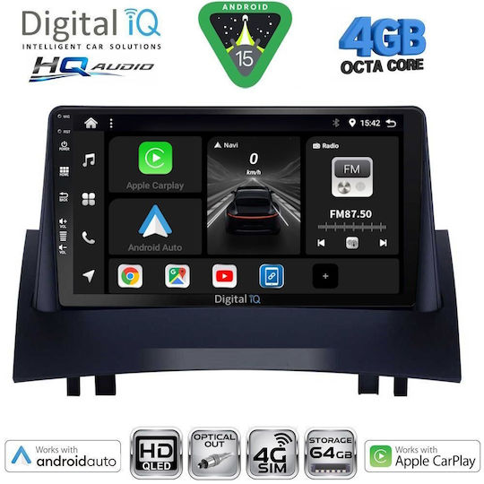 Digital IQ Car Audio System for Renault Megane 2002-2008 Bluetooth USB WiFi GPS Apple CarPlay Android Auto with 9" Touch Screen