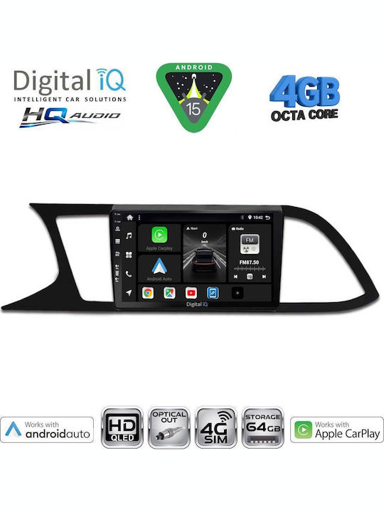 Digital IQ Car Audio System for Seat Leon 2012-2021 with Clima (Bluetooth/USB/WiFi/GPS/Apple CarPlay/Android Auto) with 9" Touch Screen