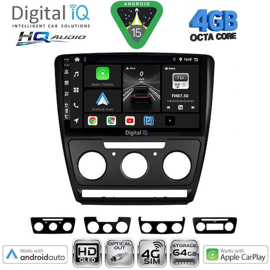 Digital IQ Ηχοσύστημα Αυτοκινήτου για Skoda Octavia 2005-2012 με Clima (Bluetooth/USB/WiFi/GPS/Apple-Carplay/Android-Auto) με Οθόνη Αφής 10"