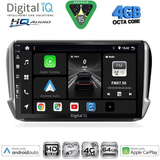 Digital IQ Ηχοσύστημα Αυτοκινήτου για Peugeot 2008 2012-2021 (Bluetooth/USB/WiFi/GPS/Apple-Carplay/Android-Auto) με Οθόνη Αφής 10"