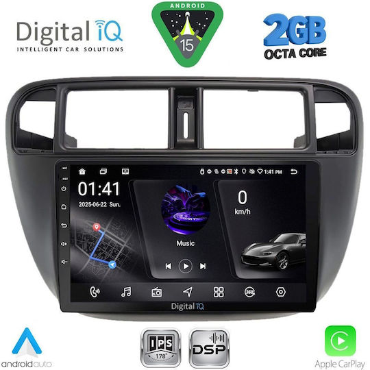 Digital IQ Car Audio System for Honda Civic 1995-2001 with A/C Bluetooth USB WiFi GPS Apple CarPlay Android Auto with 9" Touch Screen