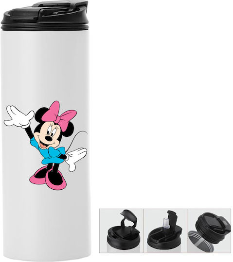 Photoretous Thermosflasche Doppelter Deckel Mickey Mouse 600ml Weiß