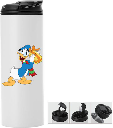 Μπουκάλι Θερμός Διπλό Καπάκι Mickey Mouse 600ml Λευκό