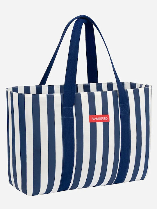 Μπλε Canvas Tote Bag 50x20x35 Cm Εσωτερική Θήκη Delma Flamingueo