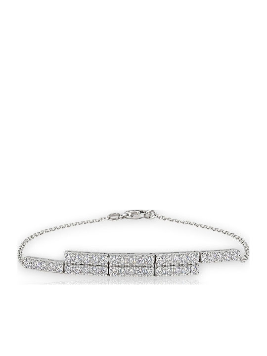 Mentzos Γυναικείο Βραχιόλι από Λευκόχρυσο 14Κ με Ζιργκόν