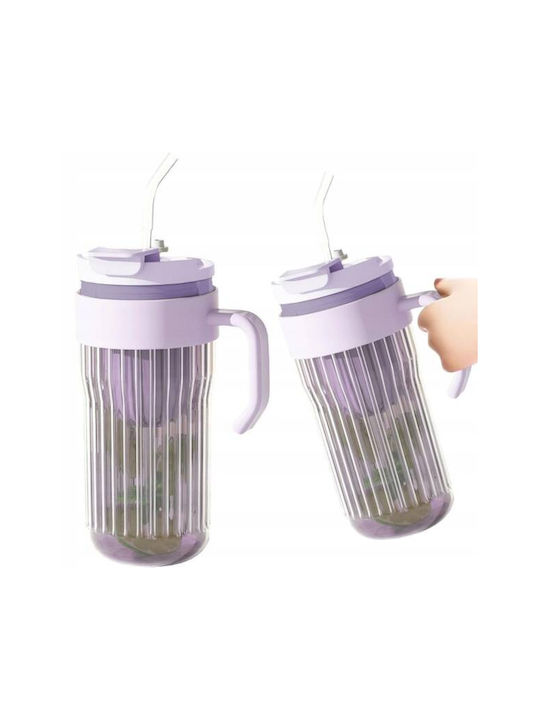 ecarla ecarla Kunststoff Cocktail/Trinken Kelch in Lila Farbe mit Strohhalm 550ml