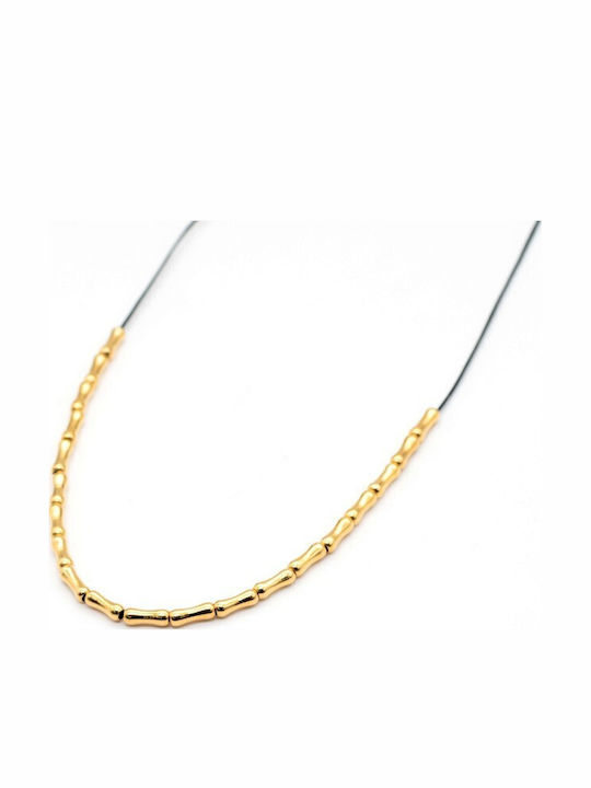 Irmelia Gold Plated Black Necklace