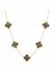 Charmy Necklace With Flower Design Made Of Black Gold Plated Steel