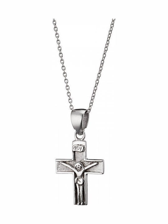 Oxzen Men's Cross with Crucified in Silver with Chain